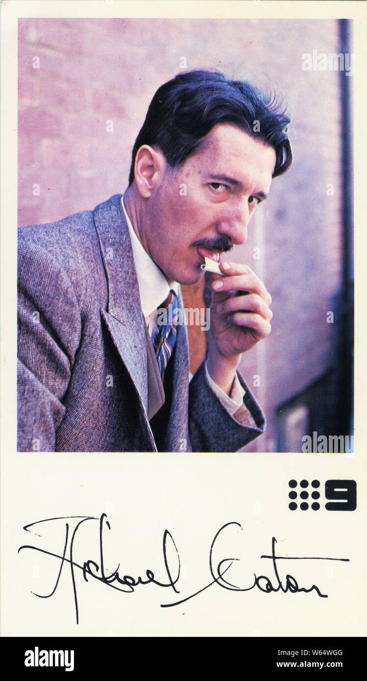 A special card featuring actor Michael Caton, issued by Channel Nine Television for fans of the popular television series, The Sullivans, which aired between 1976 and 1983. Stock Photo