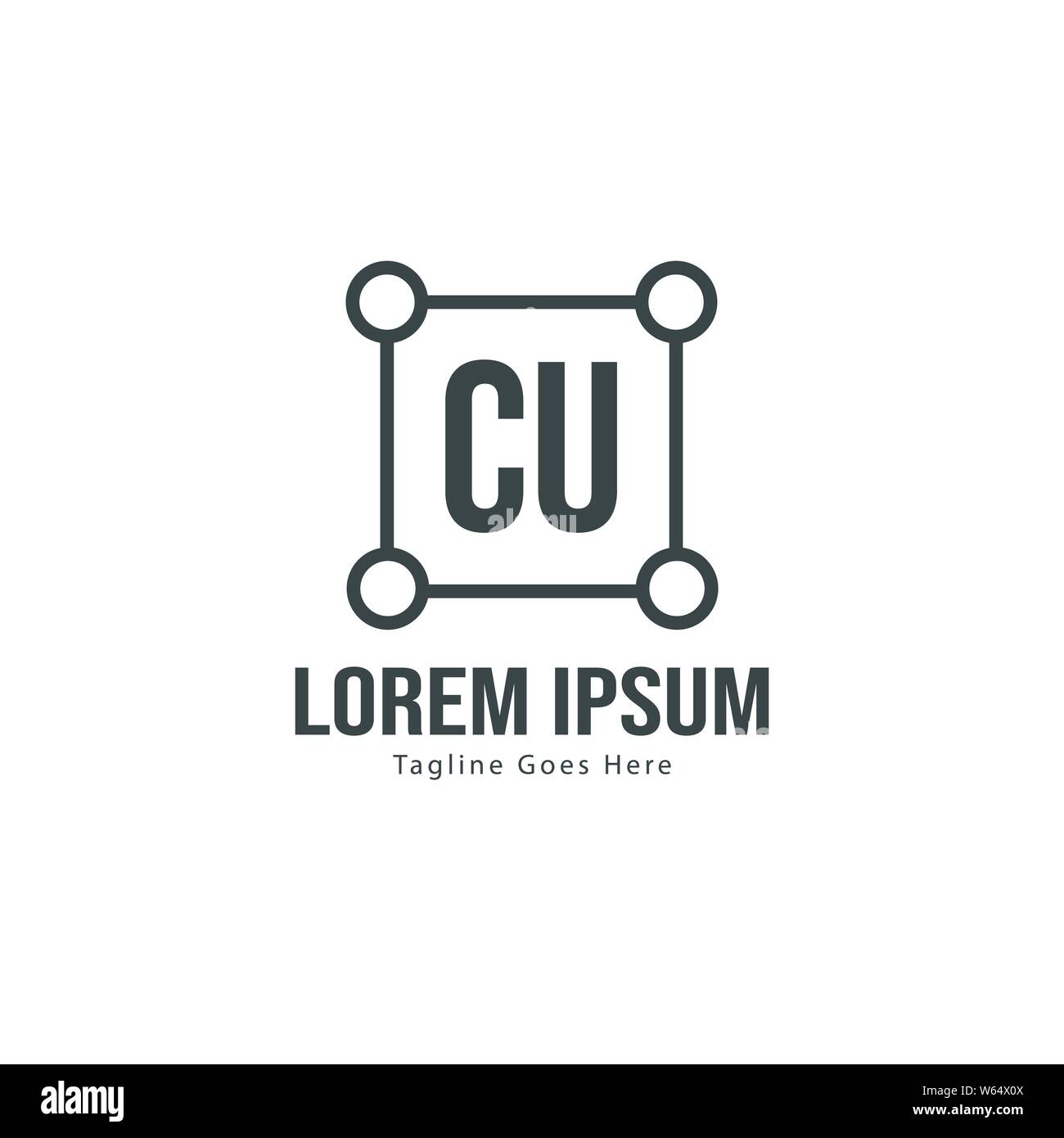 Design For Cu Initial CU logo template with modern frame. Minimalist CU letter logo ...