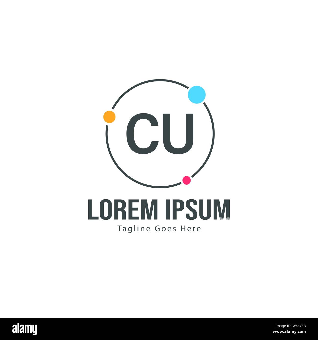 Initial CU logo template with modern frame. Minimalist CU letter logo ...