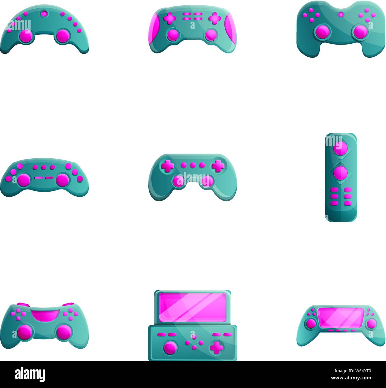 Computer joystick icon set. Cartoon set of 9 computer joystick vector ...