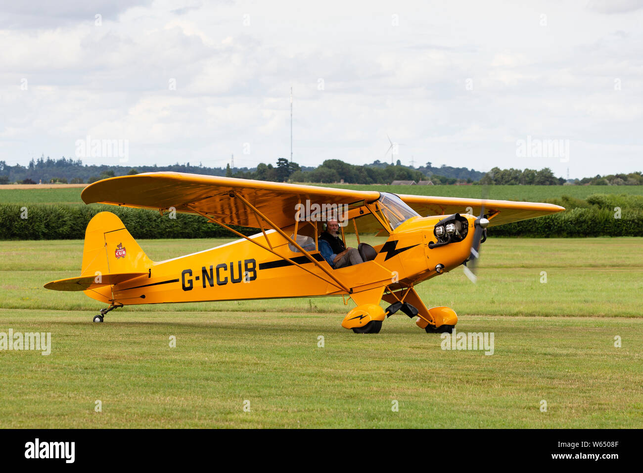 Piper J3C Cub, registered G-NCUB, at Old Warden. Stock Photo