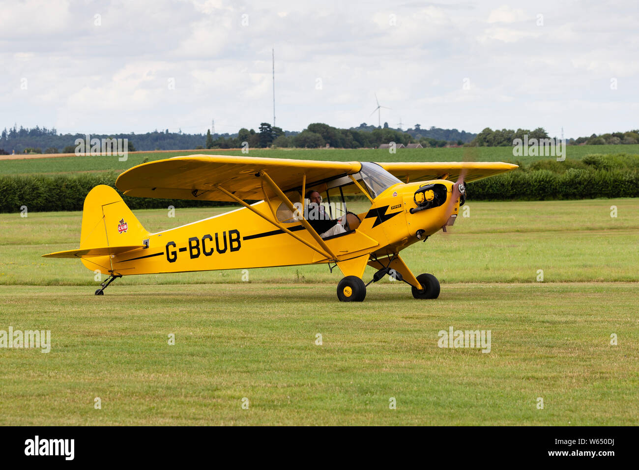 Piper J3C Cub, registered G-BCUB, at Old Warden. Stock Photo