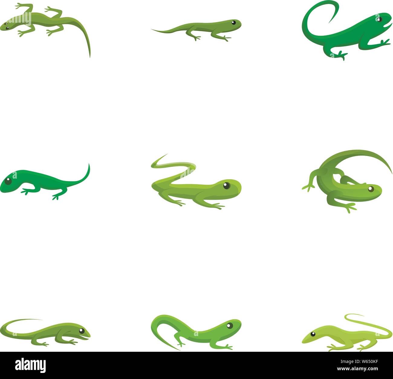 Lizard icon set. Cartoon set of 9 lizard vector icons for web design isolated on white background Stock Vector
