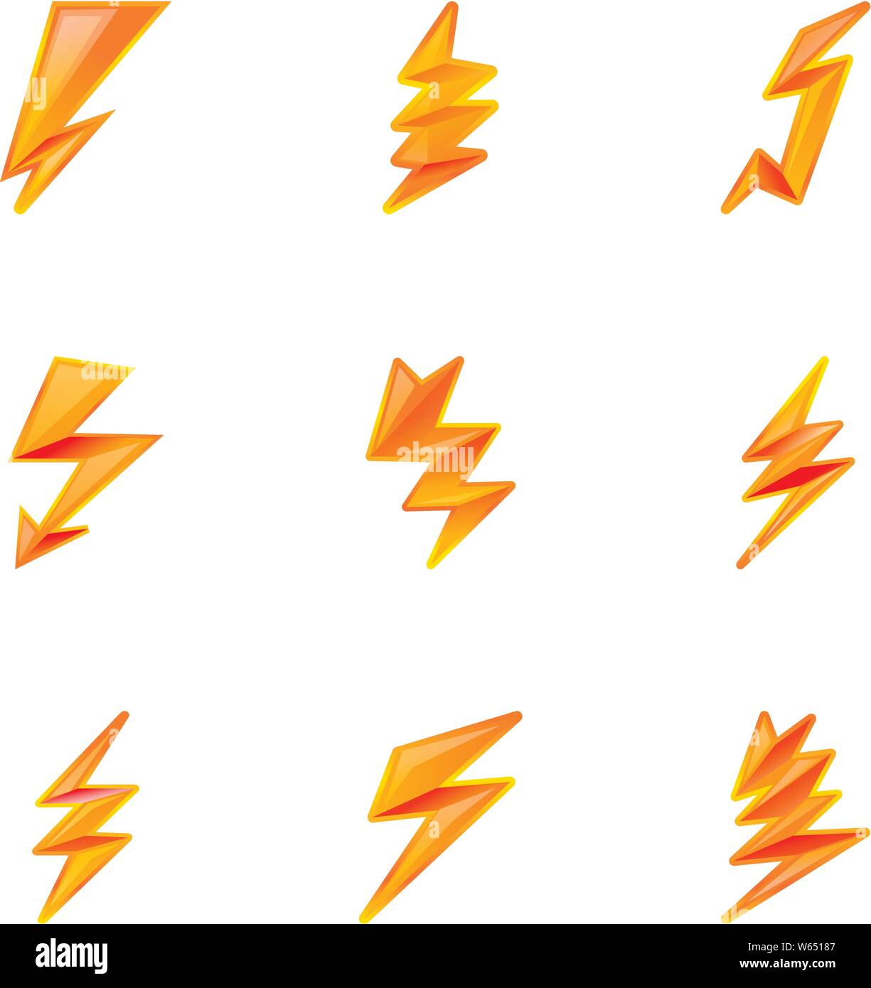 Electric lightning bolt icon set. Cartoon set of 9 electric lightning ...