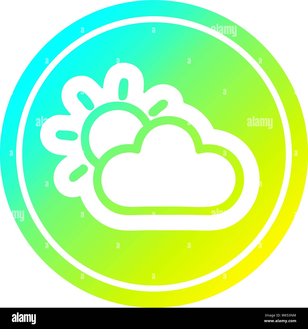 sun and cloud circular icon with cool gradient finish Stock Vector ...