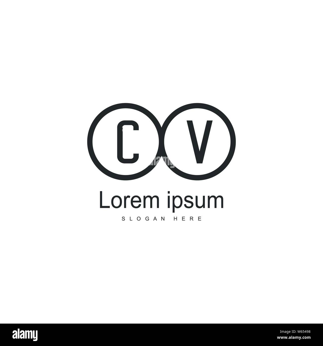 Initial CV logo template with modern frame. Minimalist CV letter logo ...