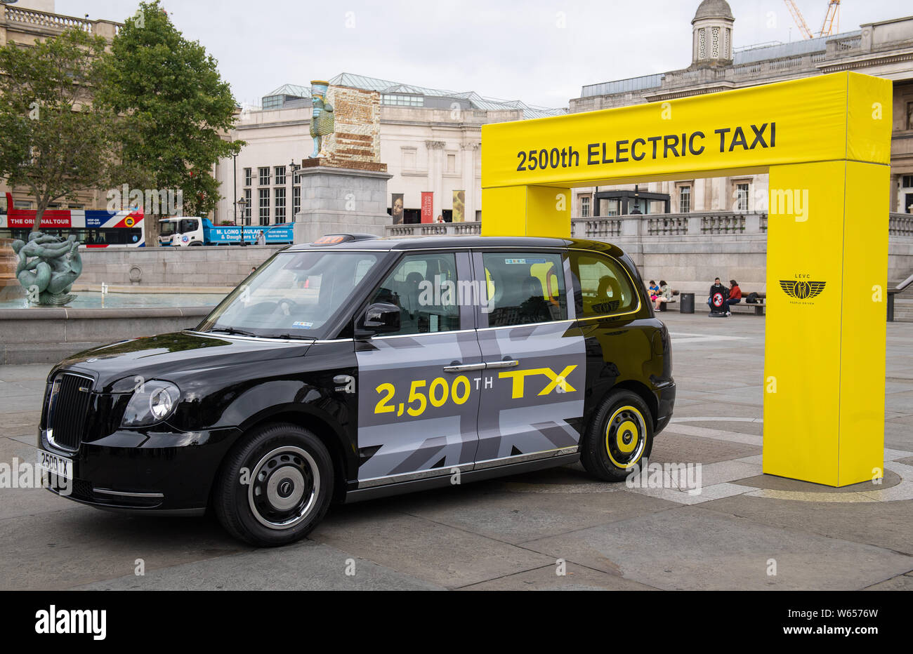 The unveiling of LEVC's 2500th TX electric London in Trafalgar Square in London. Stock Photo