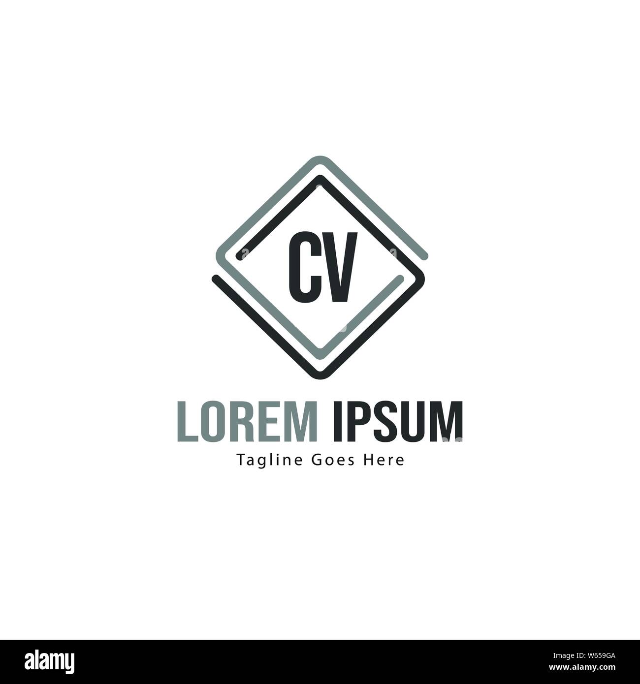 Initial CV logo template with modern frame. Minimalist CV letter logo ...