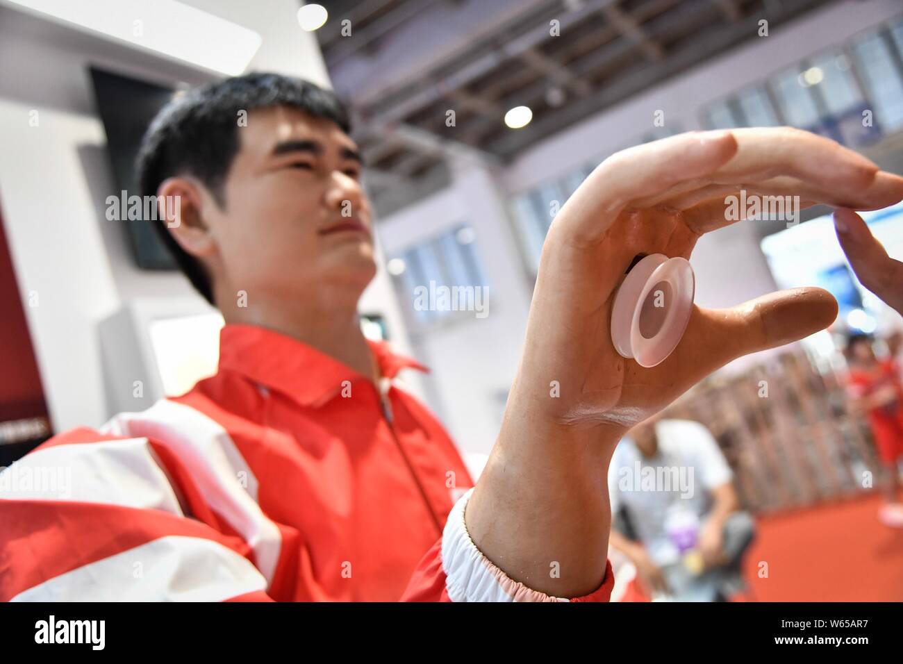 A life-size robot featuring Chinese basketball star Yao Ming is on display  during the World Robot Conference (WRC) 2018 in Beijing, China, 15 August 2  Stock Photo - Alamy