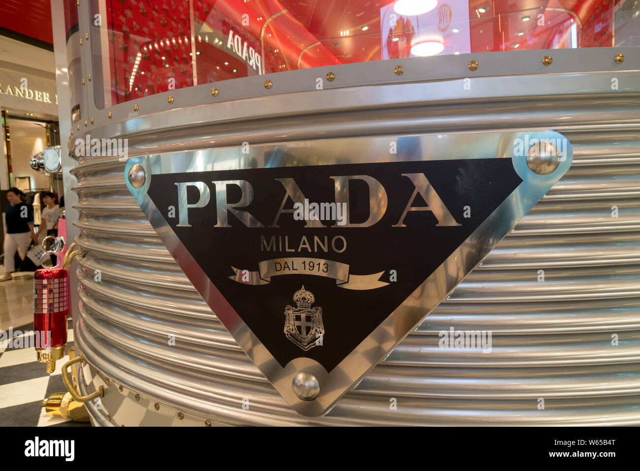 FILE--View of the stand of Prada during an exhibition at a shopping mall in  Shanghai, China, 4 July 2018. Italian luxury goods house Prada on Wedn  Stock Photo - Alamy