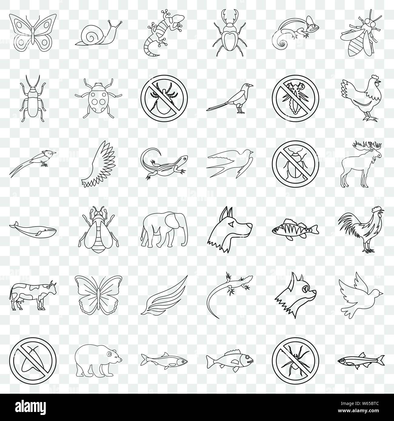 Fauna icons set, outline style Stock Vector Image & Art - Alamy