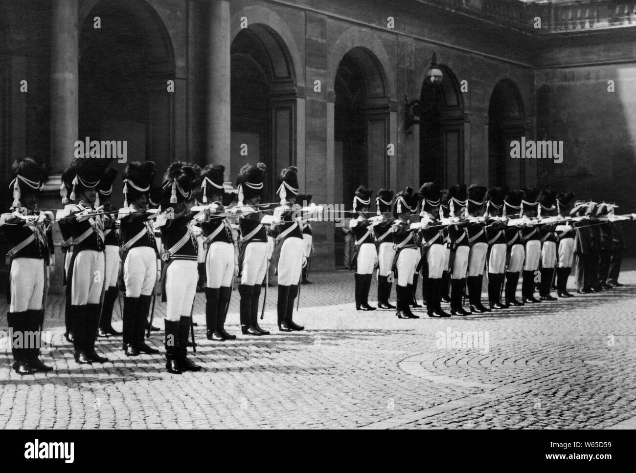 noble papal guards in Napoleonic uniform, 1920 Stock Photo