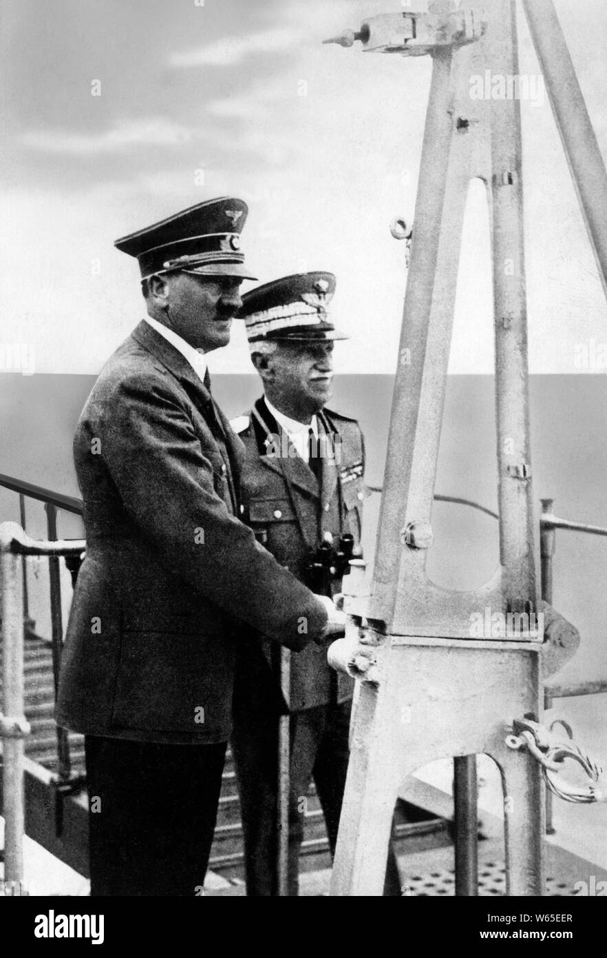 Portrait of Adolf Hitler with King Vittorio Emanuele III, 1941 Stock Photo