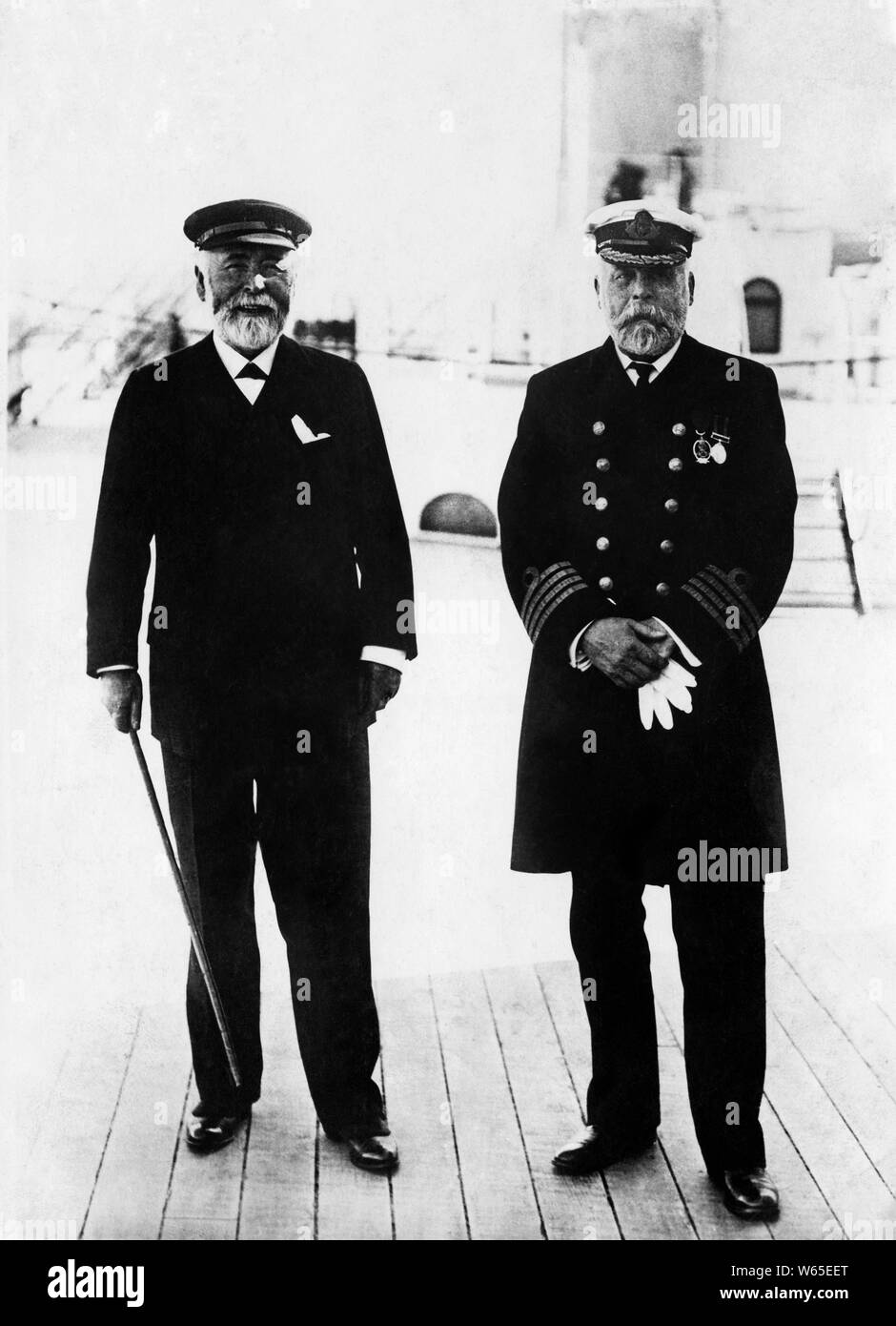 the commander of the Titanic Edward Smith and the ship's builder, 1912 Stock Photo