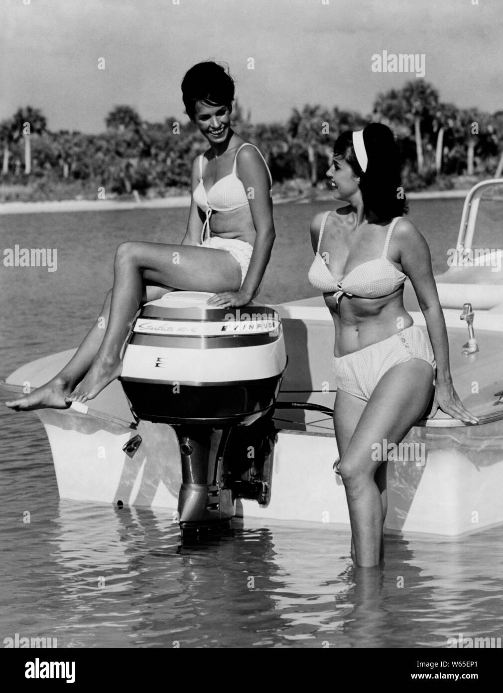 outboard motorboat, 1961 Stock Photo