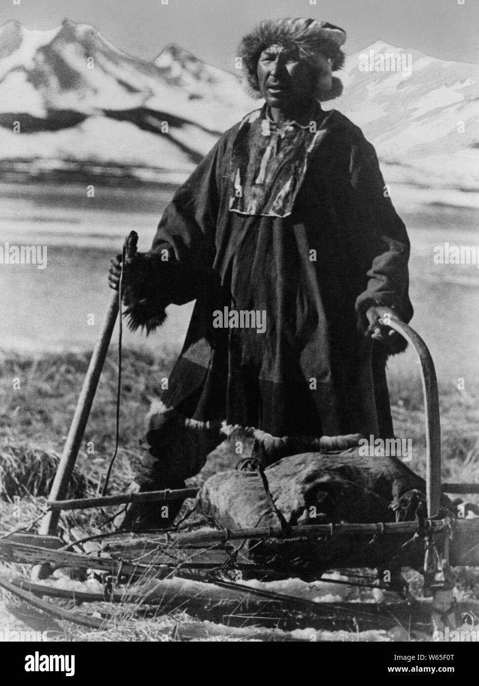 kamchatka sled driver, 1920-30 Stock Photo