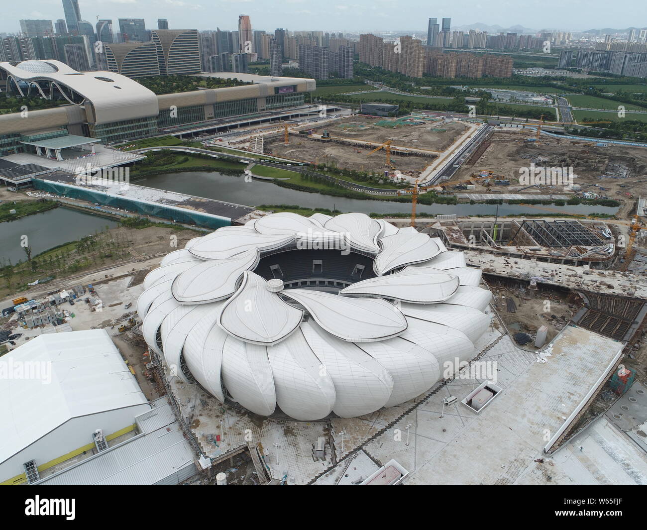 An aerial view of the tennis center of the Hangzhou Olympic Sports