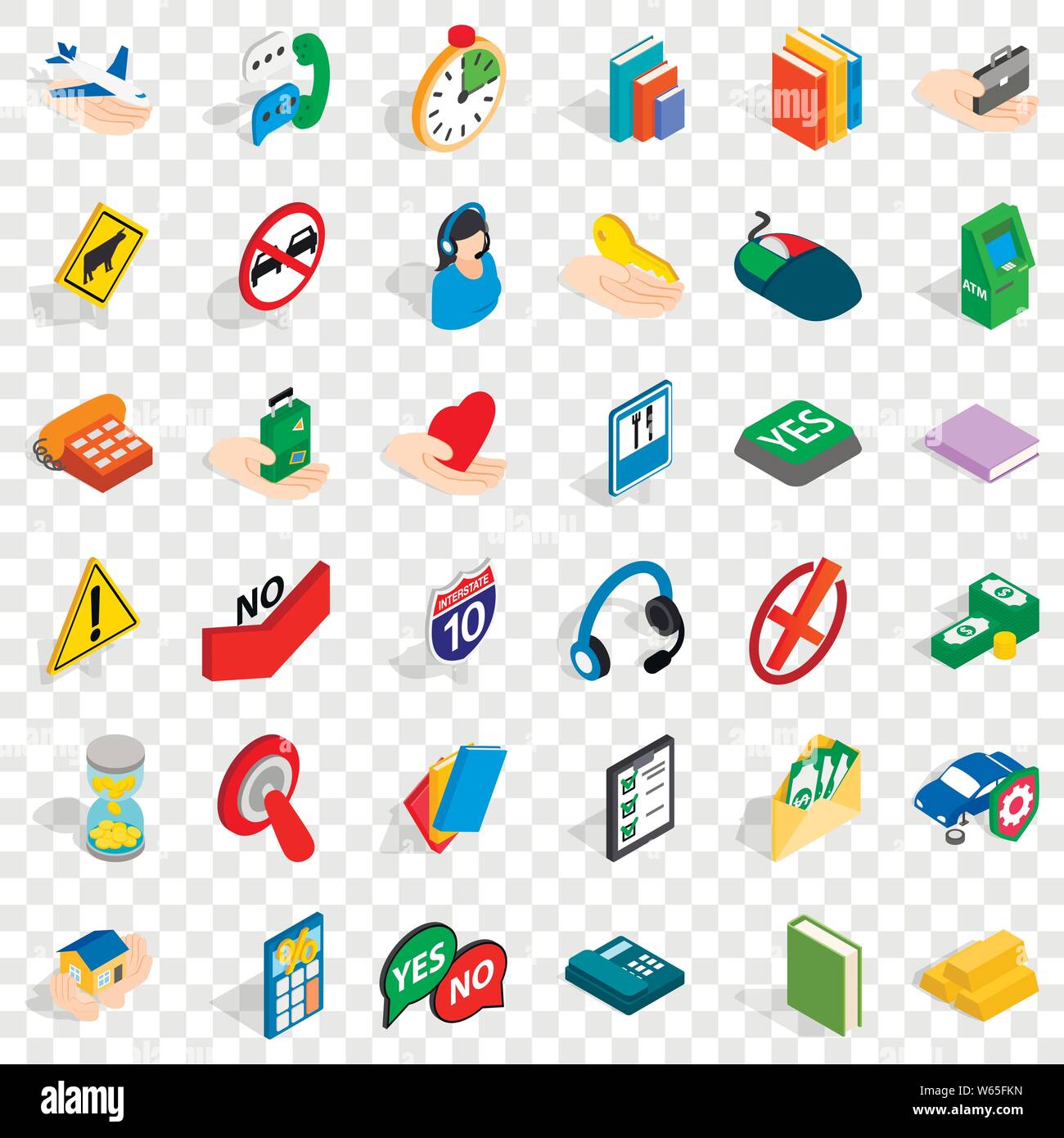 Operator icons set, isometric style Stock Vector