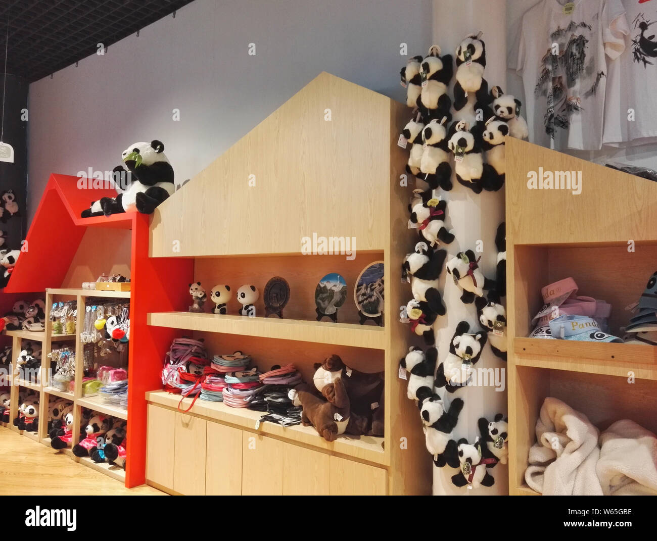 Panda. Shop Panda-themed souvenirs are for sale at the Giant Panda House Shop in ...