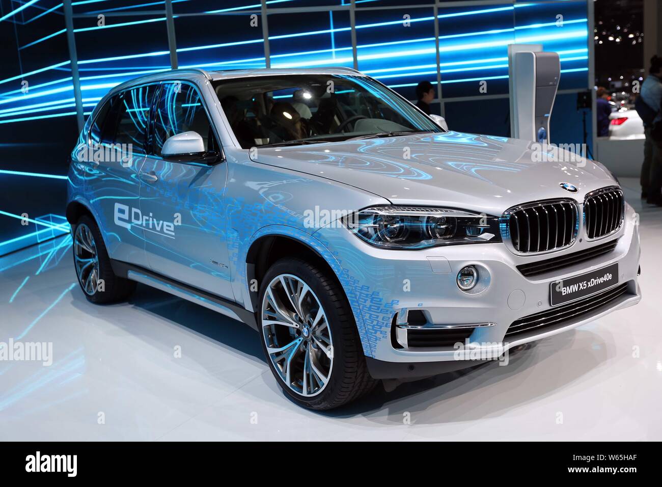 --FILE--A BMW X5 xDrive40e car is on display during the 16th Shanghai International Automobile Industry Exhibition, also known as Auto Shanghai 2015, Stock Photo