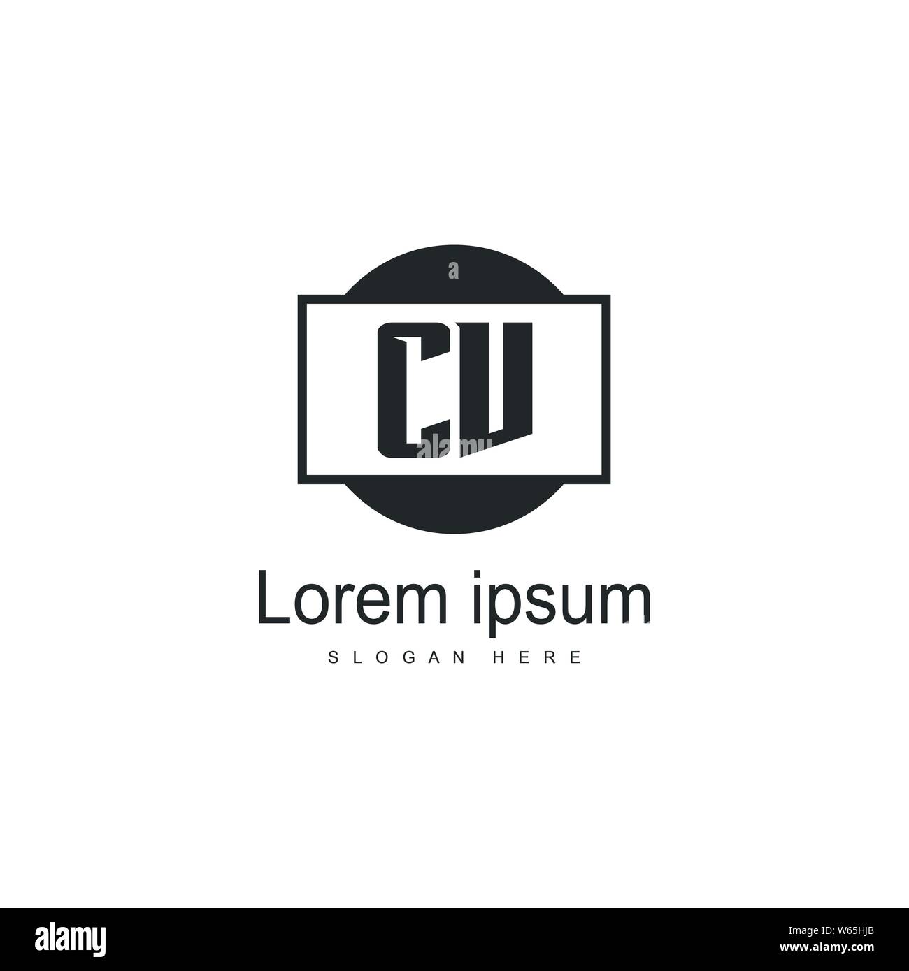 Initial CV logo template with modern frame. Minimalist CV letter logo ...
