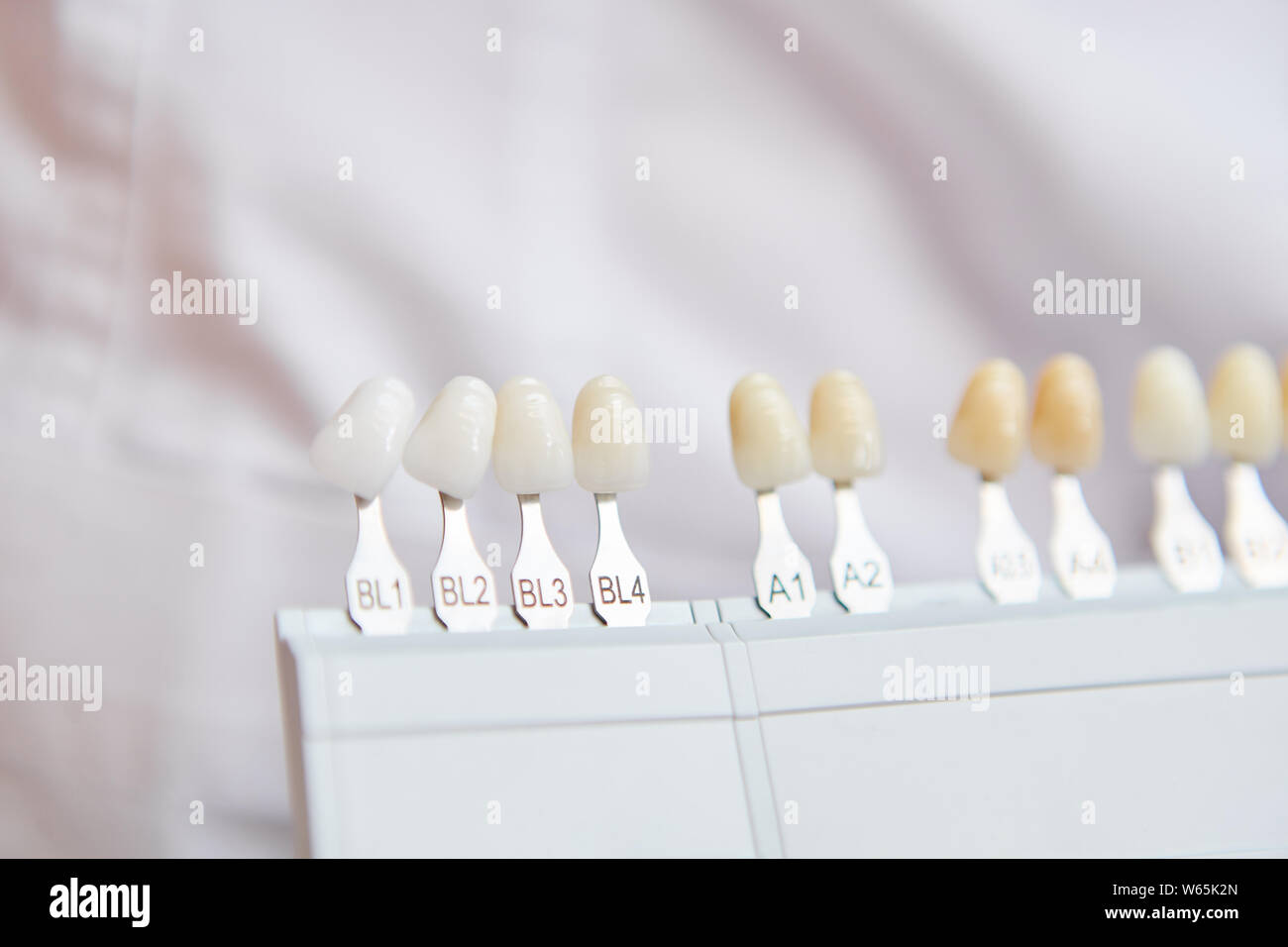 Various color grades of tooth color to choose from in professional
