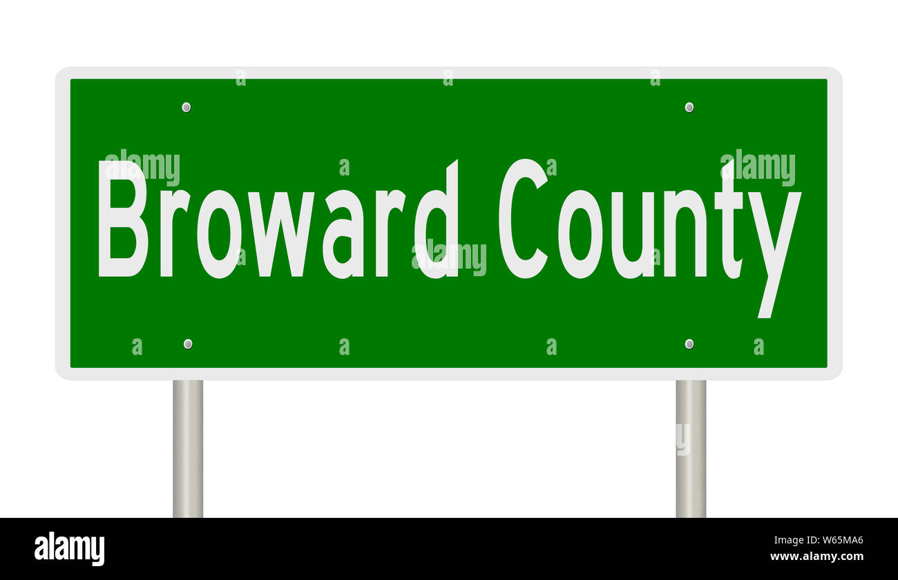 Rendering of a green highway sign for Broward County Florida Stock Photo