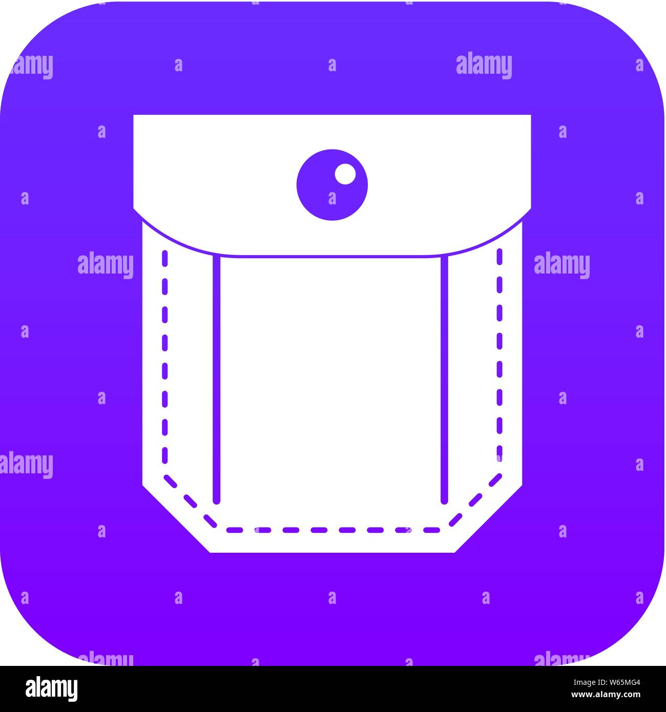 Pocket with valve and button icon digital purple Stock Vector