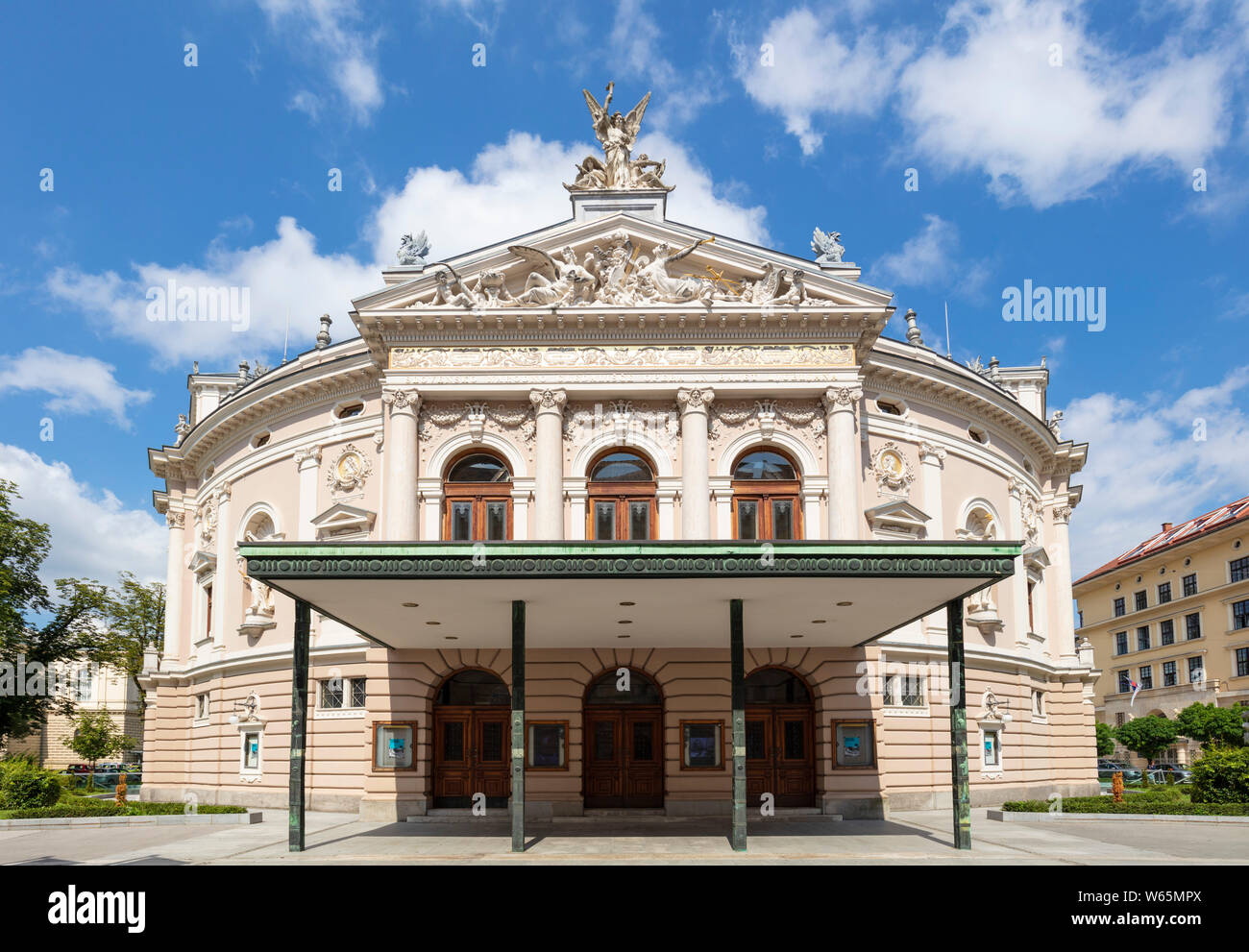 Front view of the Ljubljana Opera house or Slovenian National Opera and Ballet Theatre of Ljubljana Župančičeva ulica Ljubljana Slovenia Eu Europe Stock Photo