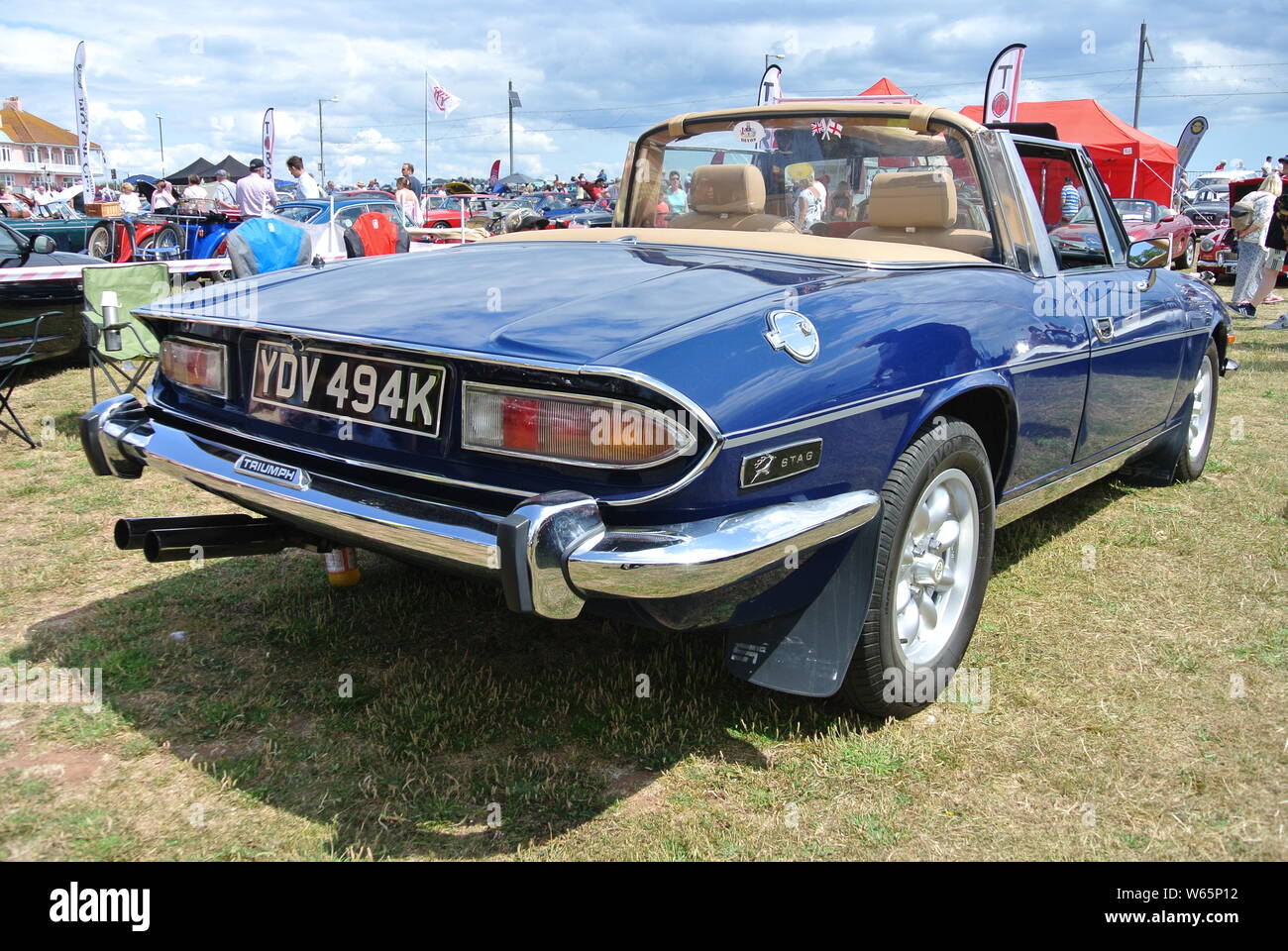 A Triumph Stag car parked up on display the English Riviera classic car