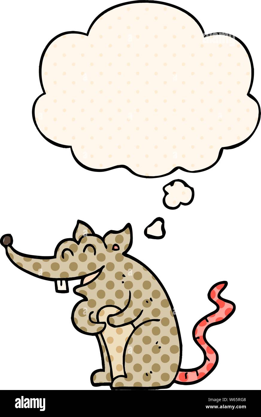 cartoon rat with thought bubble in comic book style Stock Vector