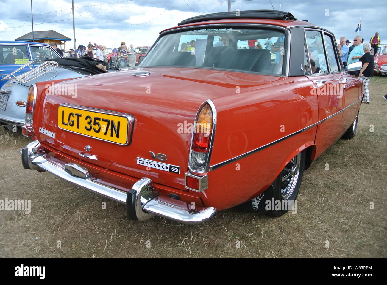 A 1975 Rover 3500S V8 parked up on display at the Riviera classic car show, Paignton, Devon, England, UK. Stock Photo