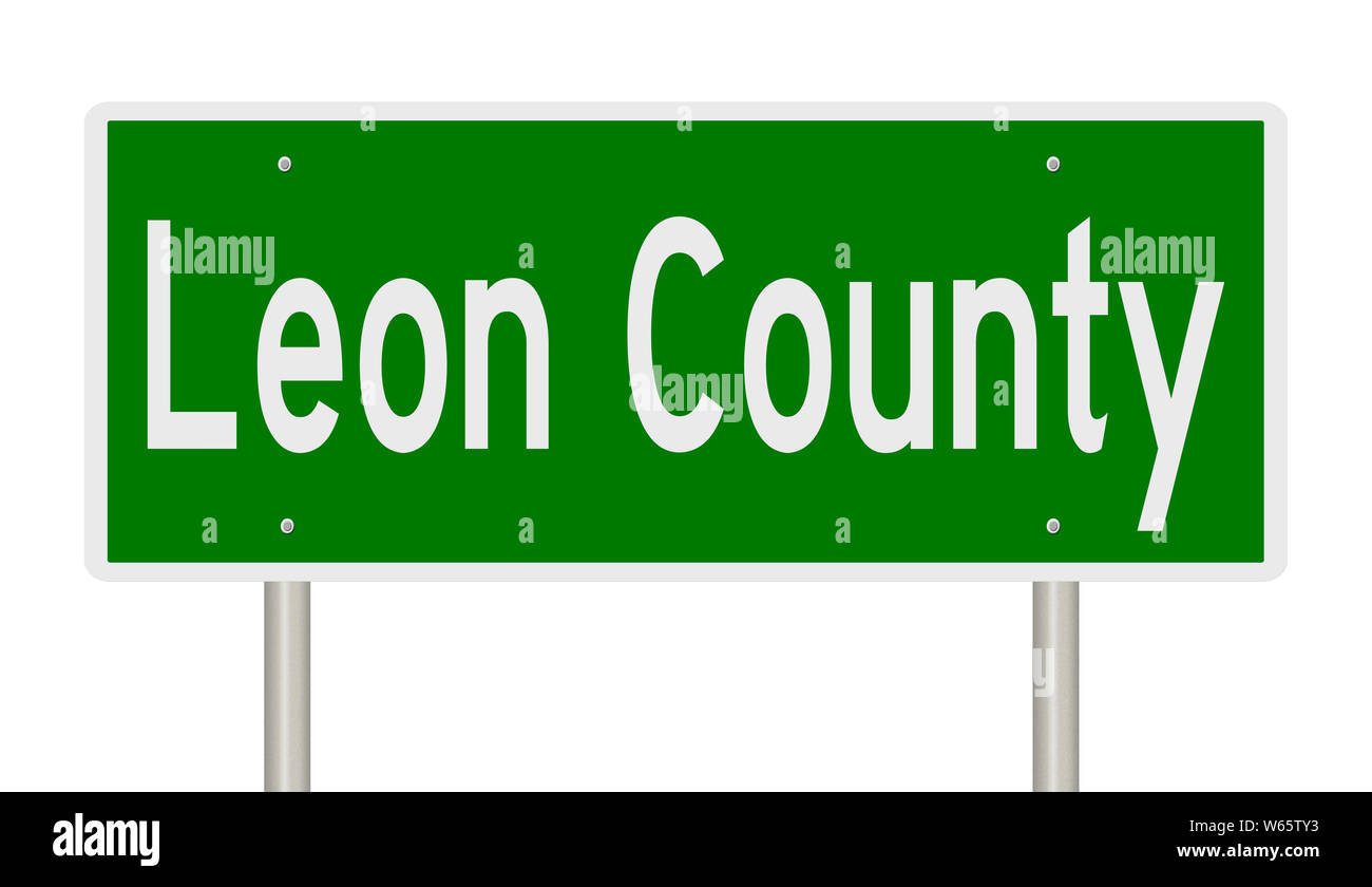 Rendering of a green highway sign for Leon County Florida Stock Photo