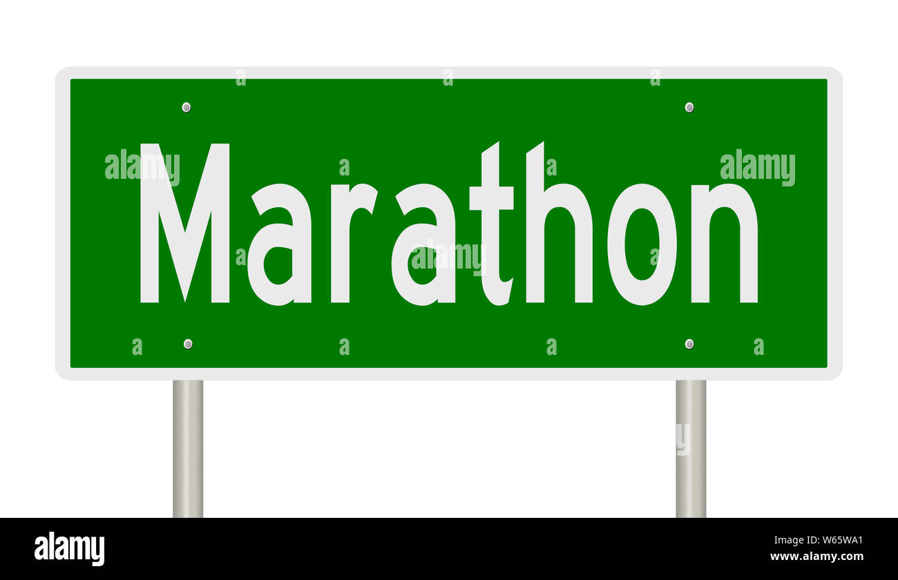 Rendering of a green highway sign for Marathon Florida Stock Photo