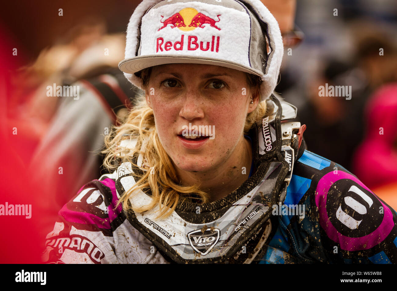 JUNE 12, 2011 - LEOGANG, AUSTRIA. Rachel Atherton (GBR) at the UCI Mountain Bike Downhill World Cup. Stock Photo