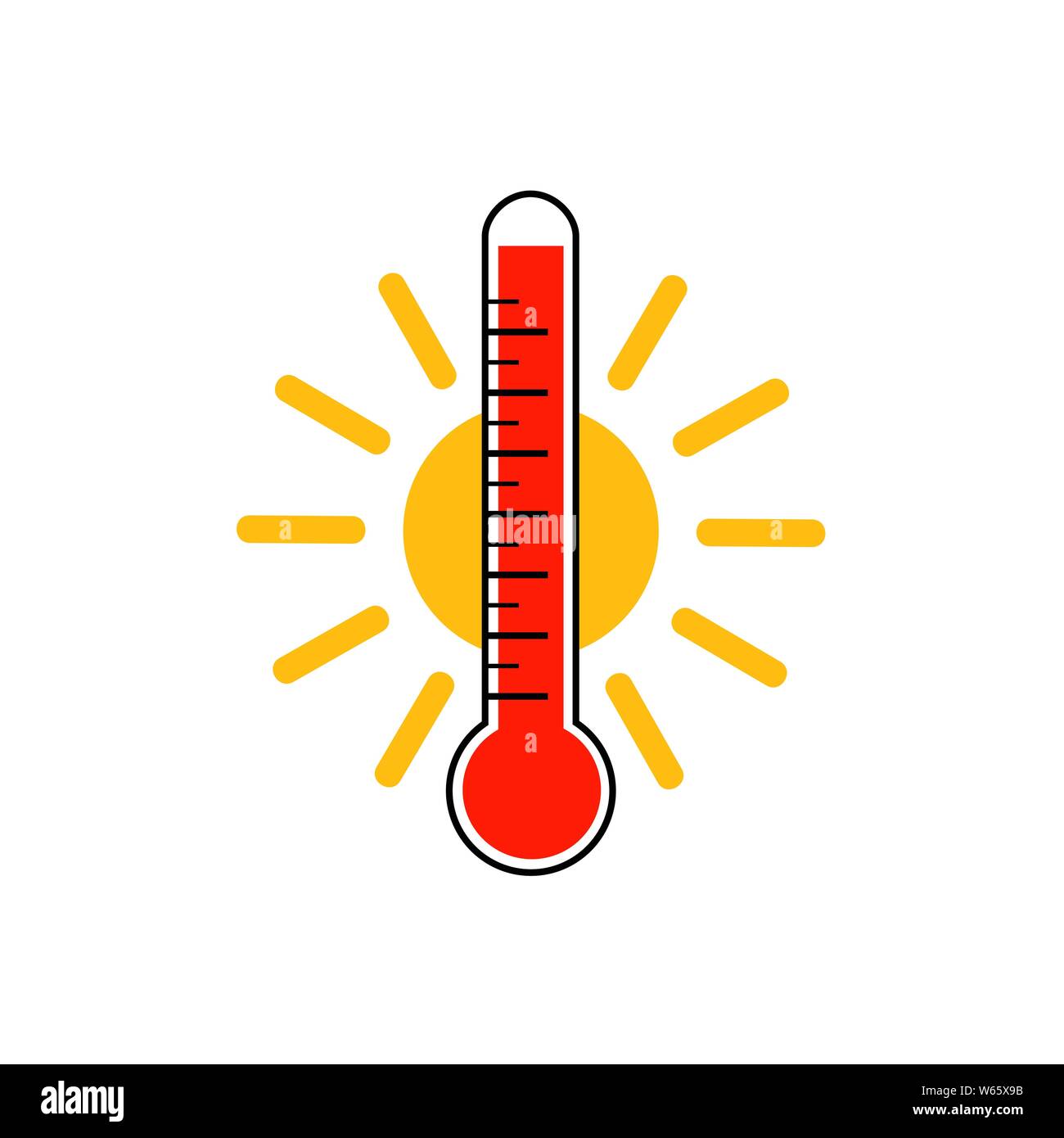 heat thermometer icon and sun symbol vector illustration EPS10 Stock Vector