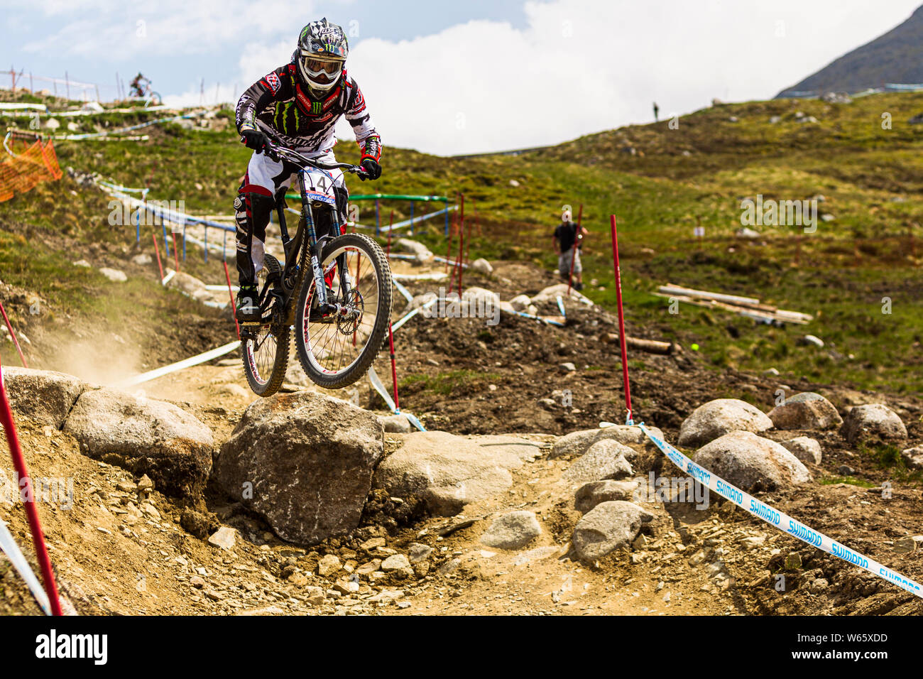 JUNE 4, 2010 FORT WILLIAM, SCOTLAND. Sam Hill (AUS) racing at the UCI Mountain Bike Downhill