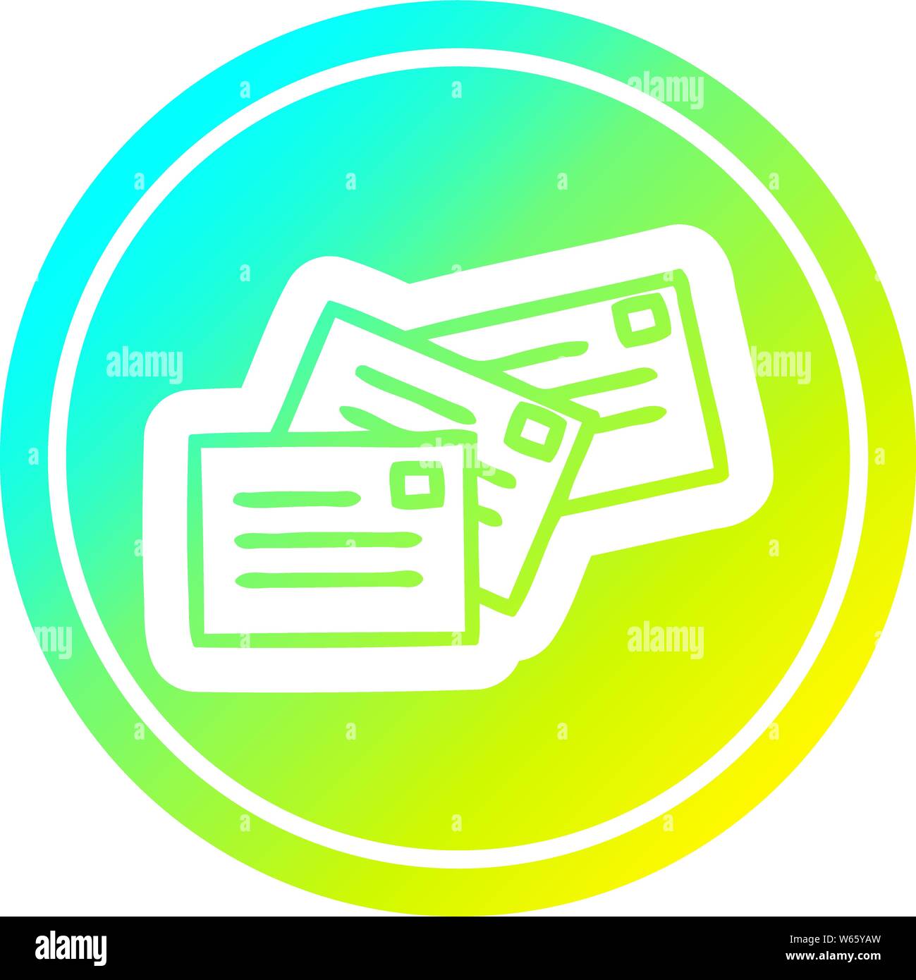 stack of letters circular icon with cool gradient finish Stock Vector