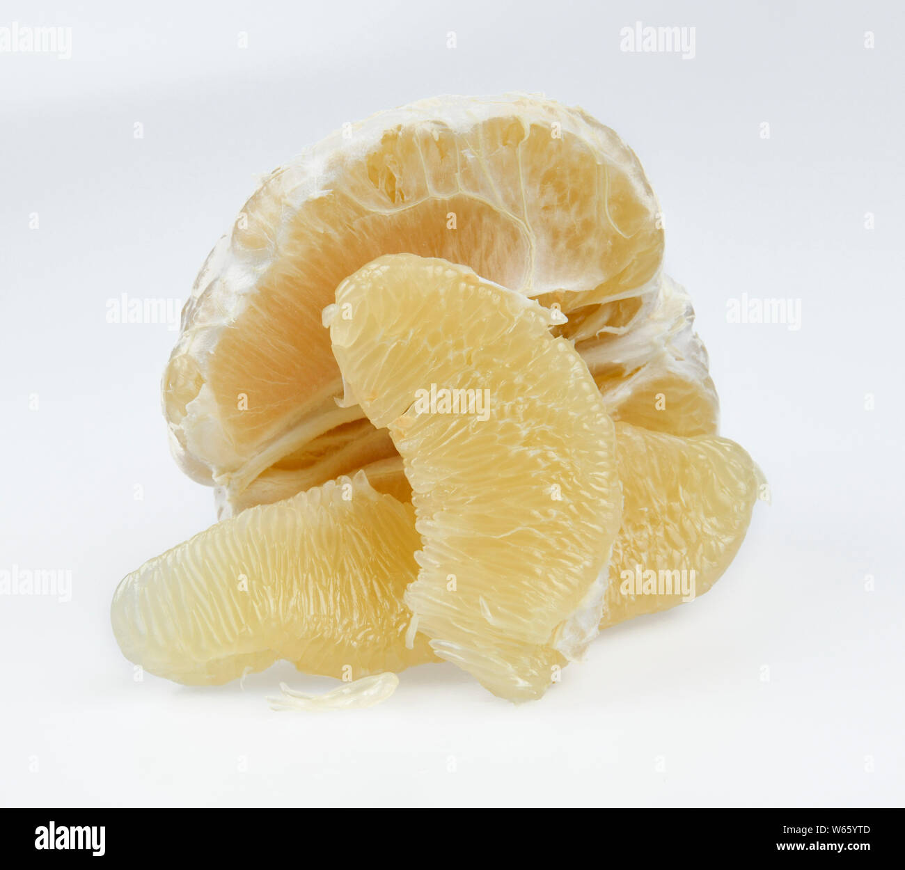 peeled pomelo, Citrus maxima Stock Photo