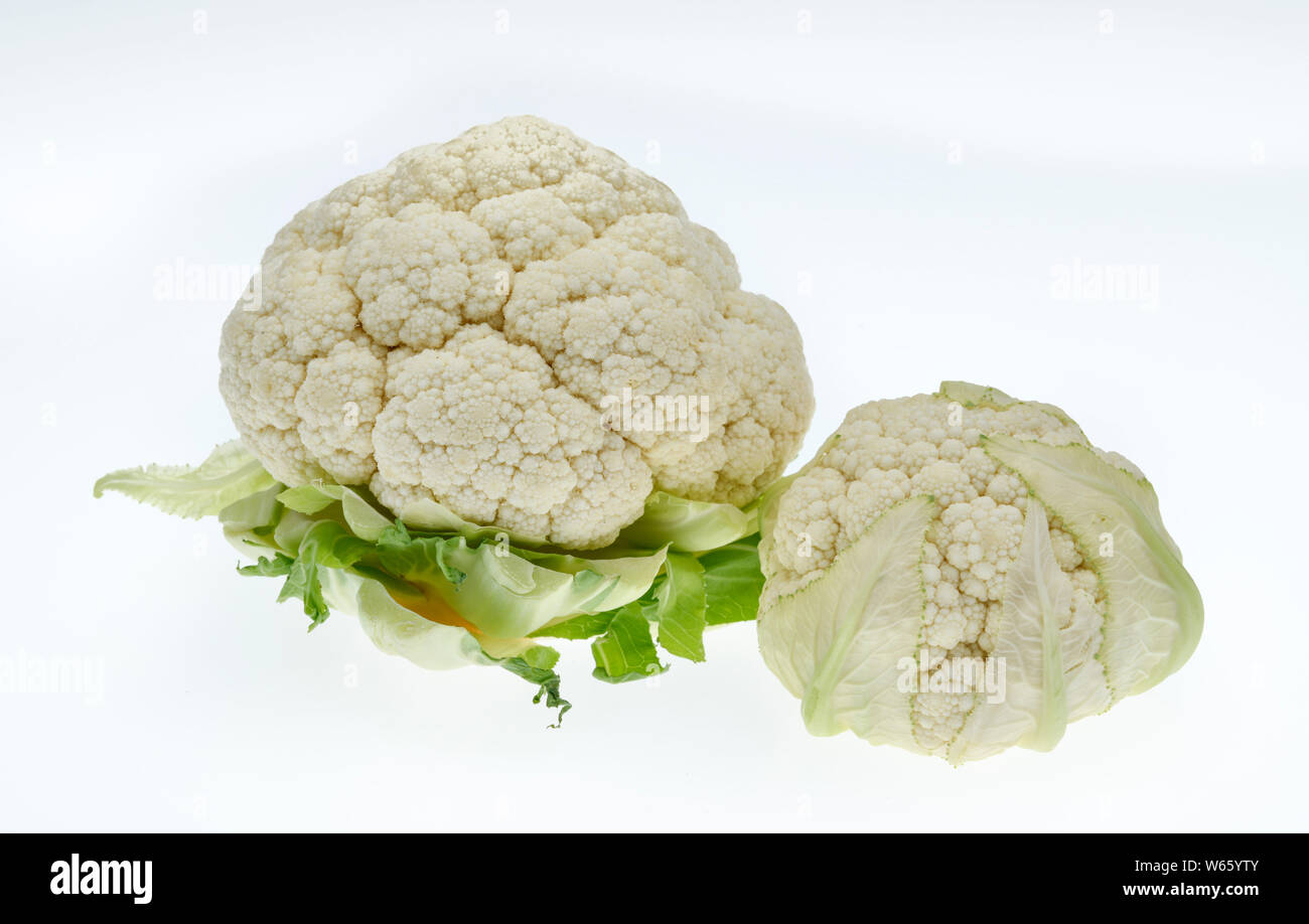 cauliflower and mini cauliflower, Brassica oleracea var. botrytis Stock Photo