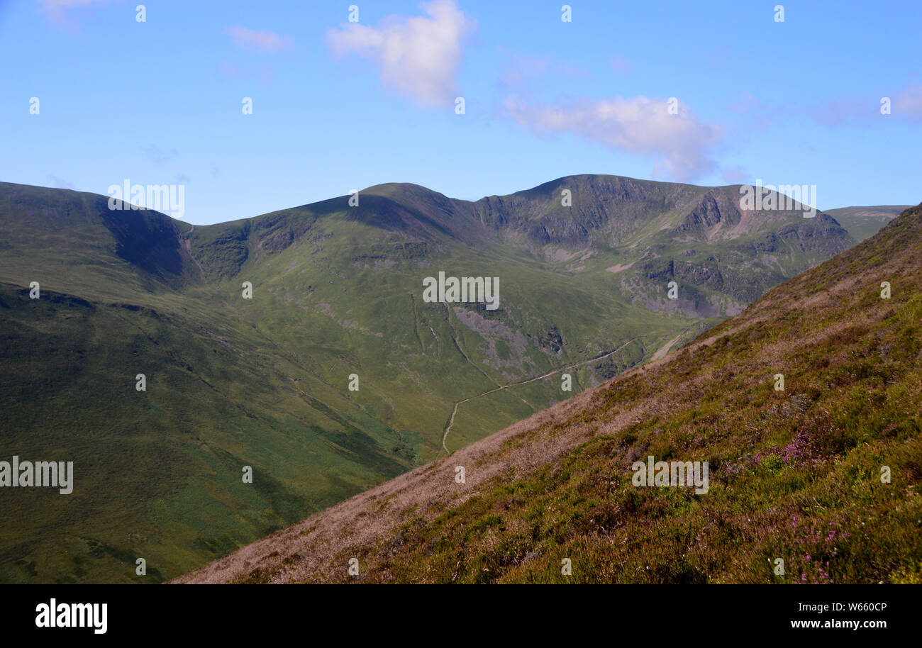 The Wainwrights Sail & Eel Crag (Crag Hill) from the Path to Grisedale Pike in the Coldale Valley in the Lake District National Park, Cumbria, England Stock Photo