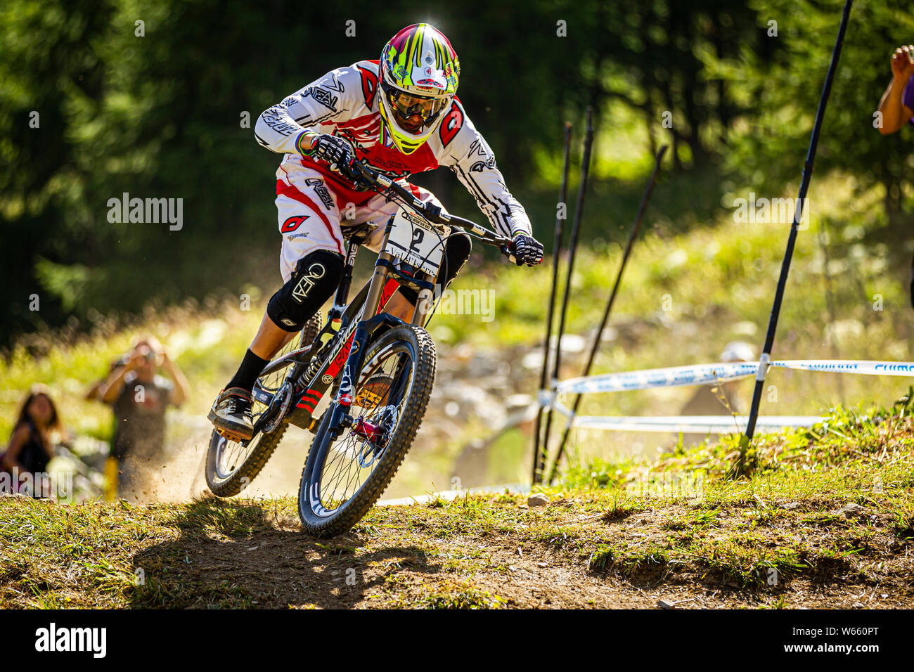 JULY 29, 2012 VAL D'ISERE, FRANCE. Greg Minnaar racing at the UCI