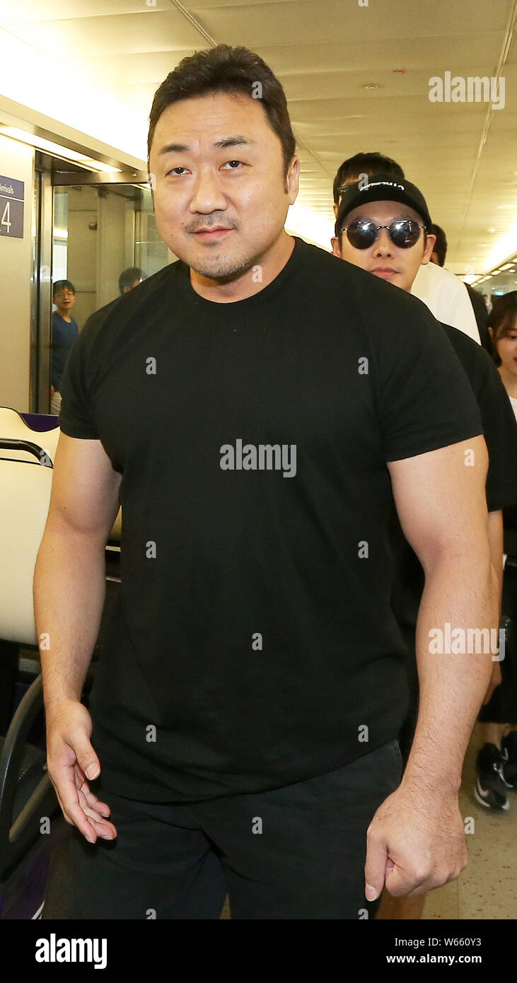 TAIWAN OUT**Korean-American actor Ma Dong-seok or Don Lee arrives at an  airport in Taipei, Taiwan, 5 August 2018 Stock Photo - Alamy