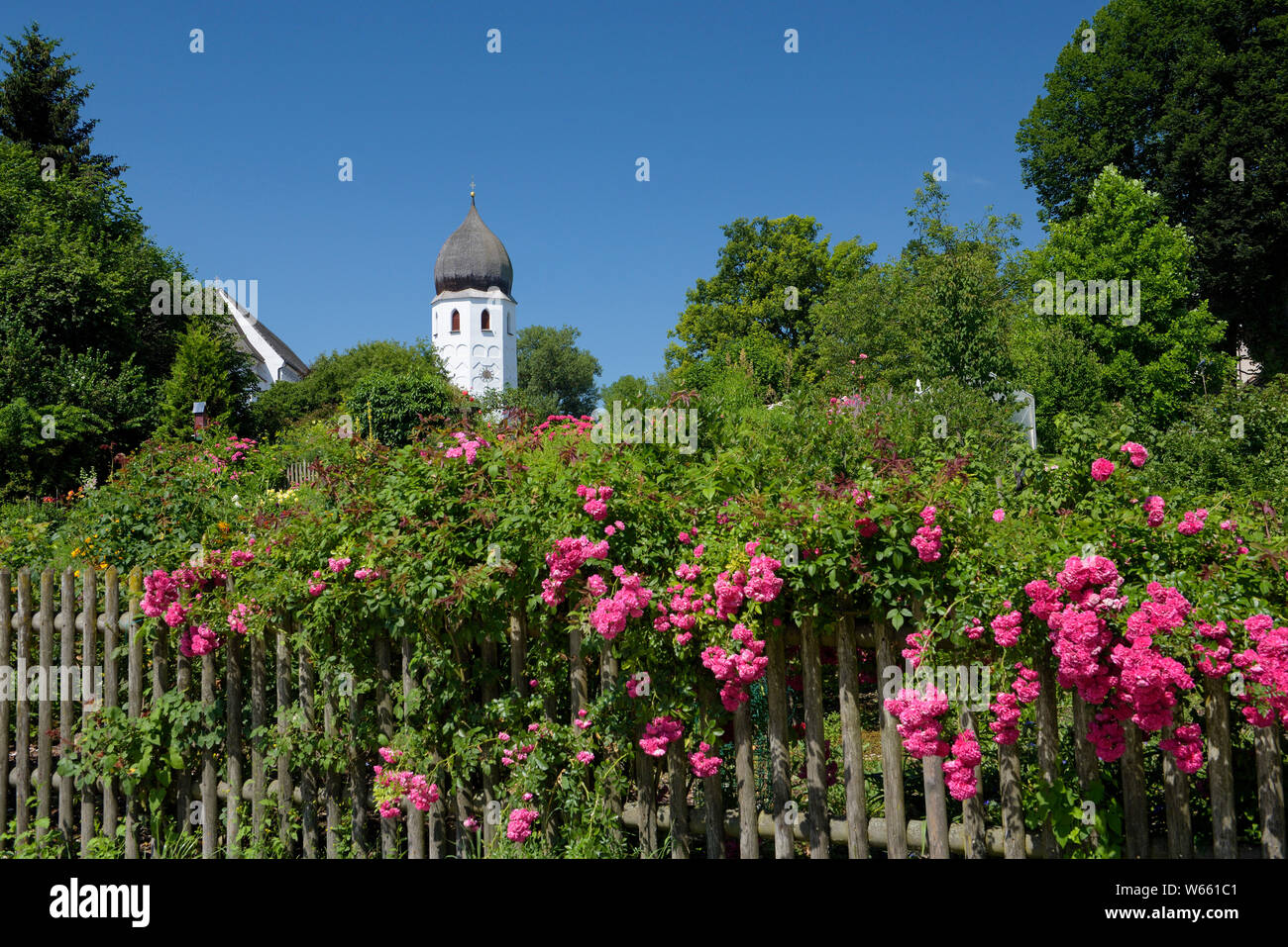 Fraueninsel, garden of the monastery, july, Lake Chiemsee, Bavaria, Germany Stock Photo
