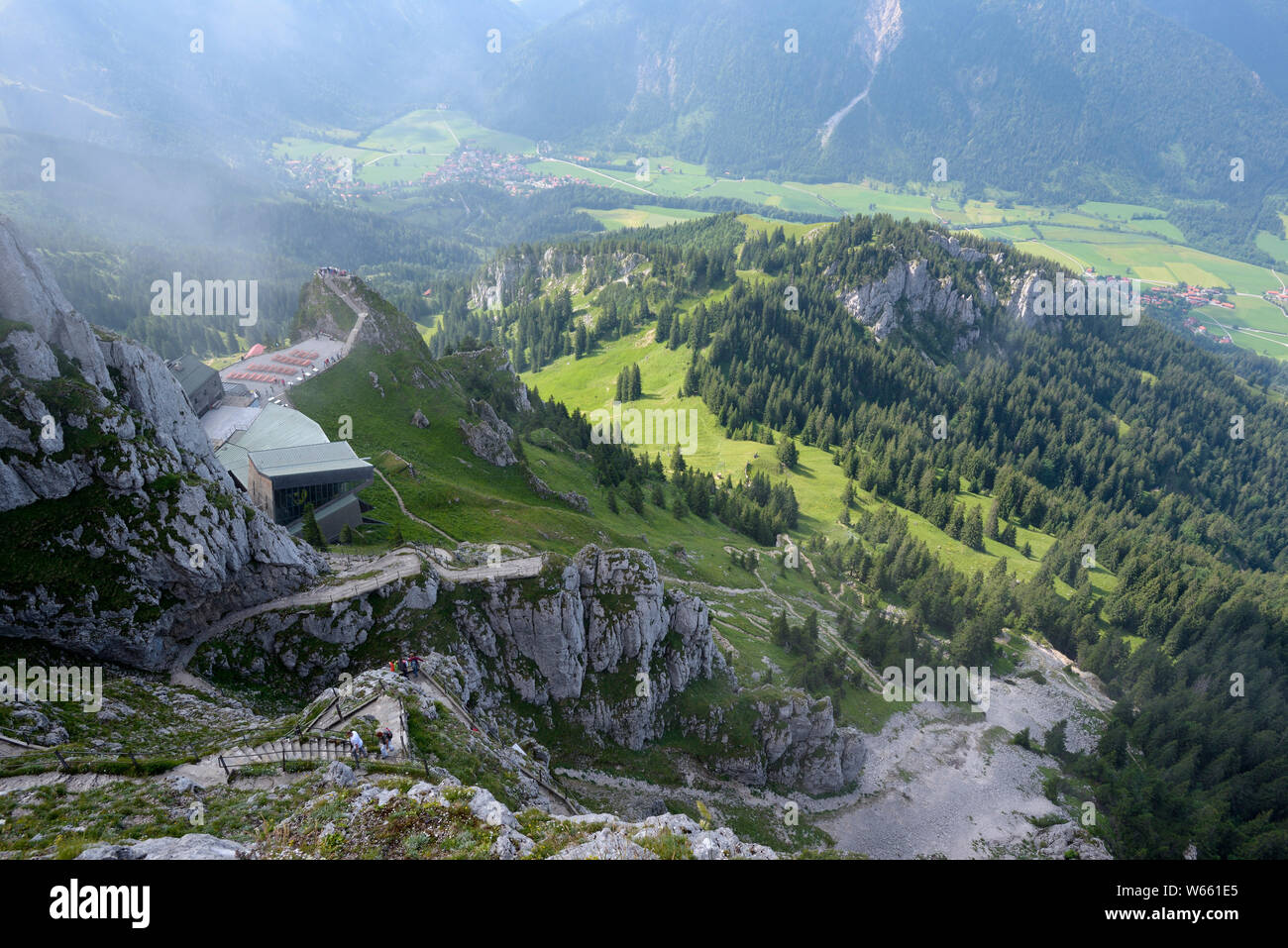 Peak of Wendelstein (1838 m), Wendelsteinhaus, july, Bavaria, Germany Stock Photo