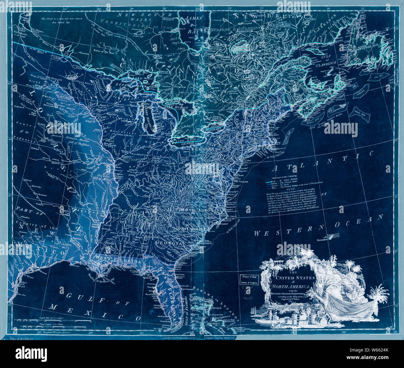 American Revolutionary War Era - American Revolutionary War Era Maps 1750 1786 952 The United States Of North America With The British Spanish Territories According To The Treaty Of 1784 Inverted Rebuild And Repair W6624K 