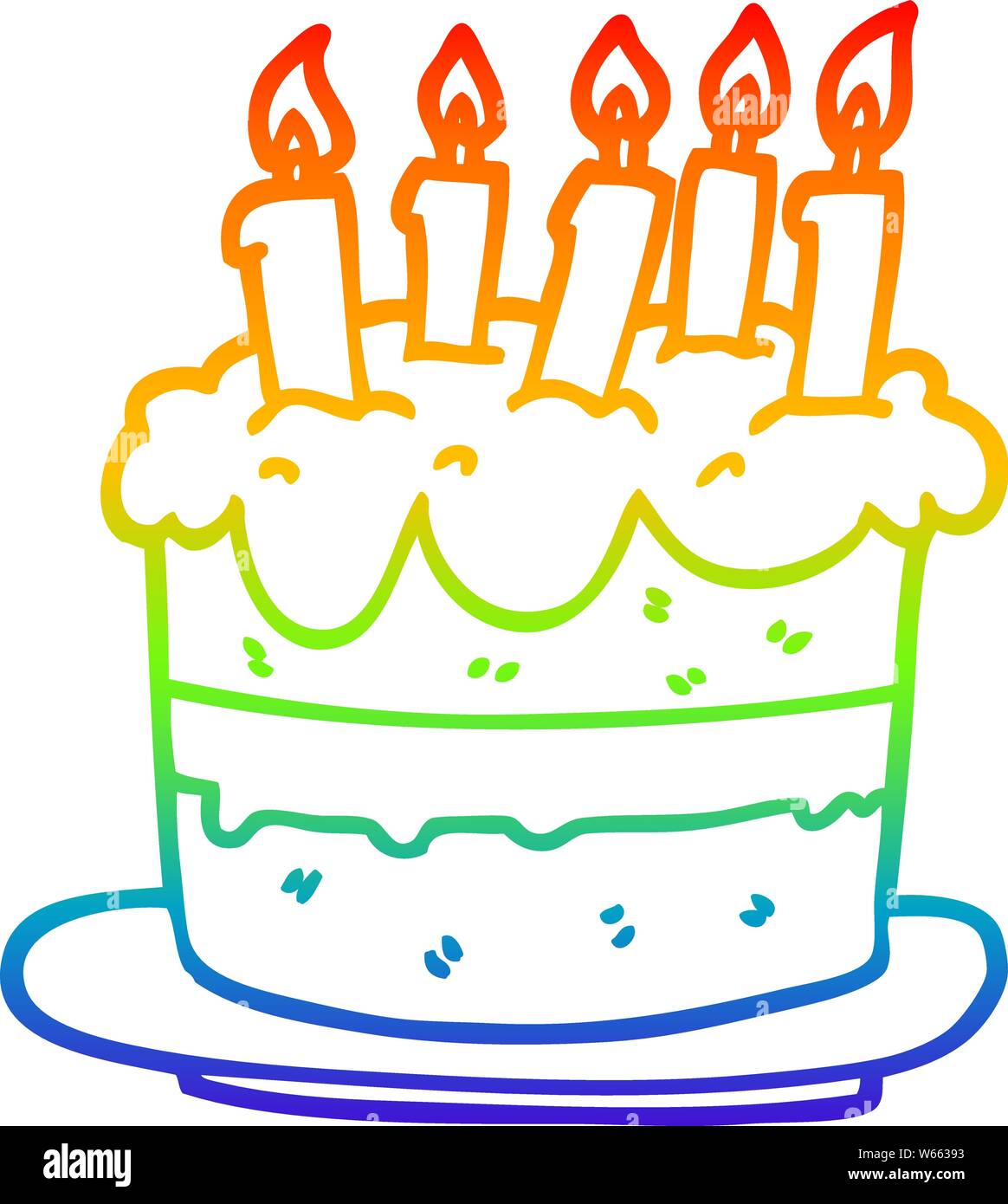 rainbow gradient line drawing of a cartoon birthday cake Stock Vector Image  & Art - Alamy