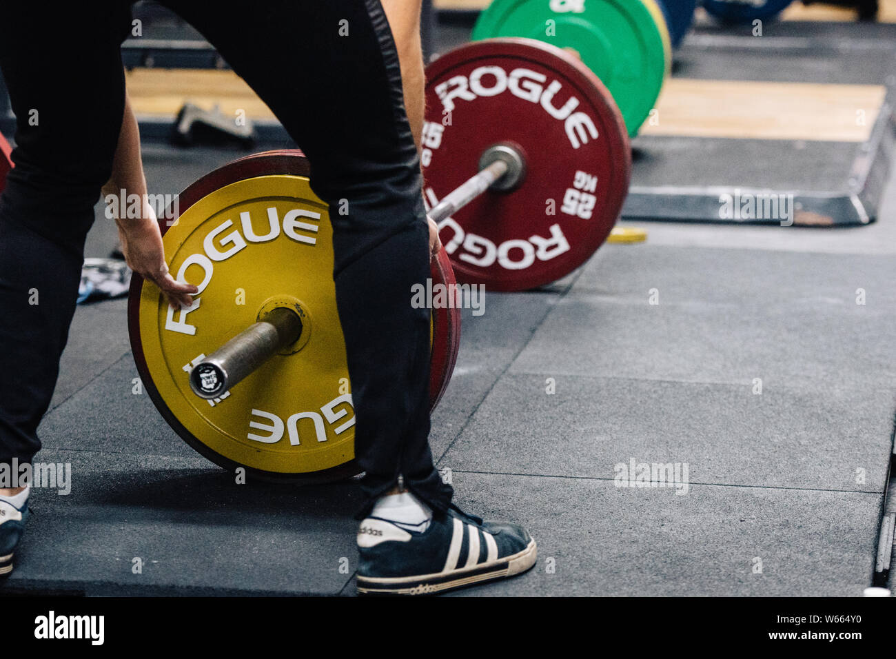 Male Competitor at the University of Leeds Powerlifting meet up at Implexus Gym. Stock Photo