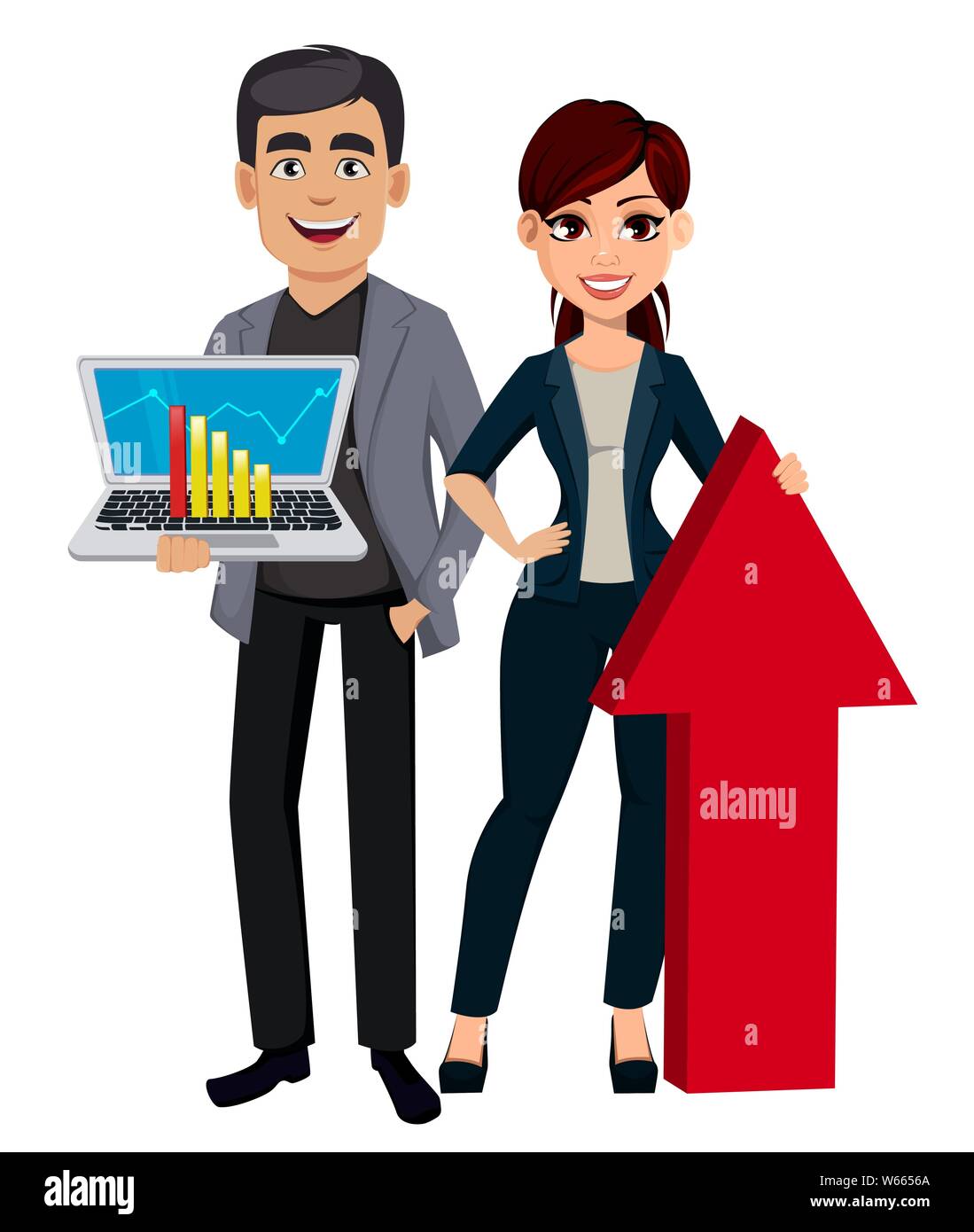 Young beautiful business woman and handsome business man. Cartoon ...