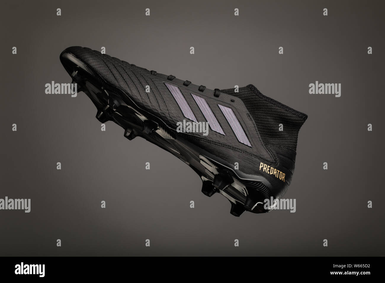 Lerwick, Shetland Isles, Scotland, UK. 26th July 2019. Adidas Predator  Football Boot photographed against a grey background Stock Photo - Alamy